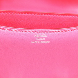 HERMES Constance (18) Shoulder Bag, Calfskin (Cowhide), Swift Leather, Women's, Pink