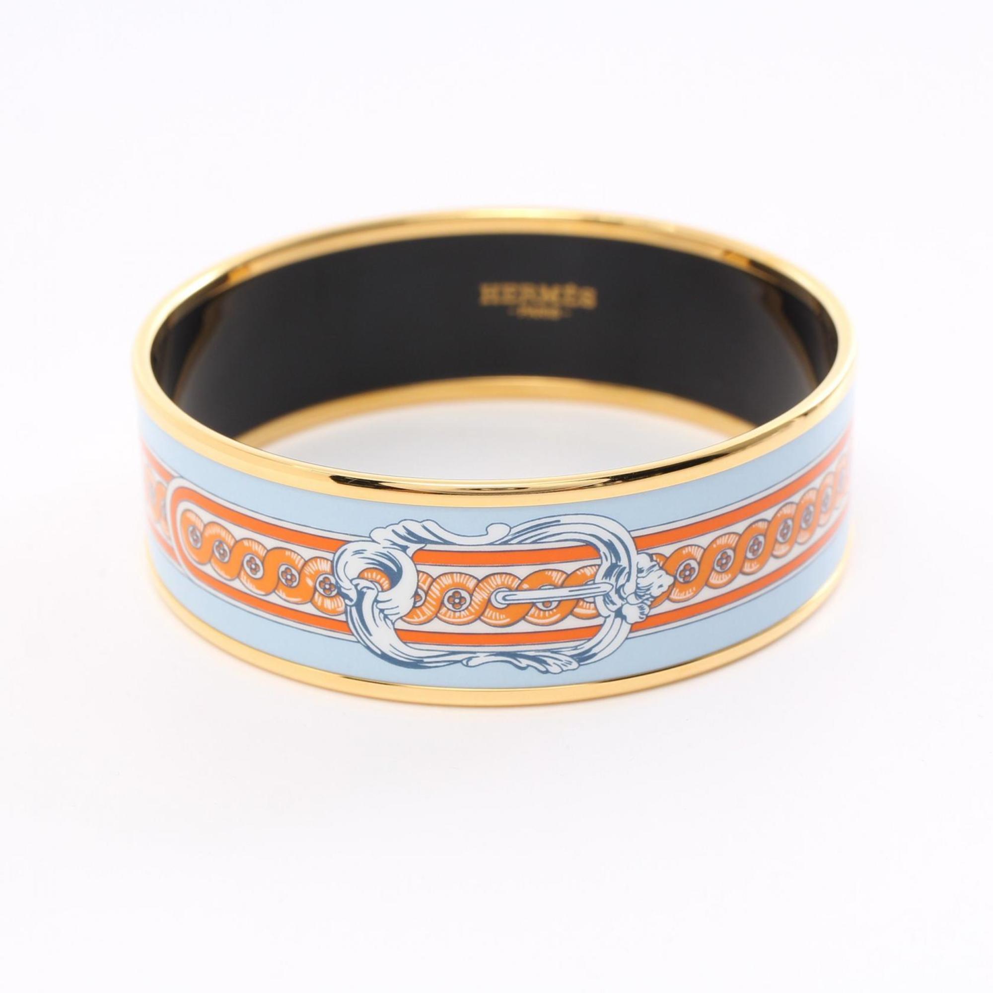 Hermes GM enamel bracelet GP (gold plated) cloisonne ladies blue multicolor