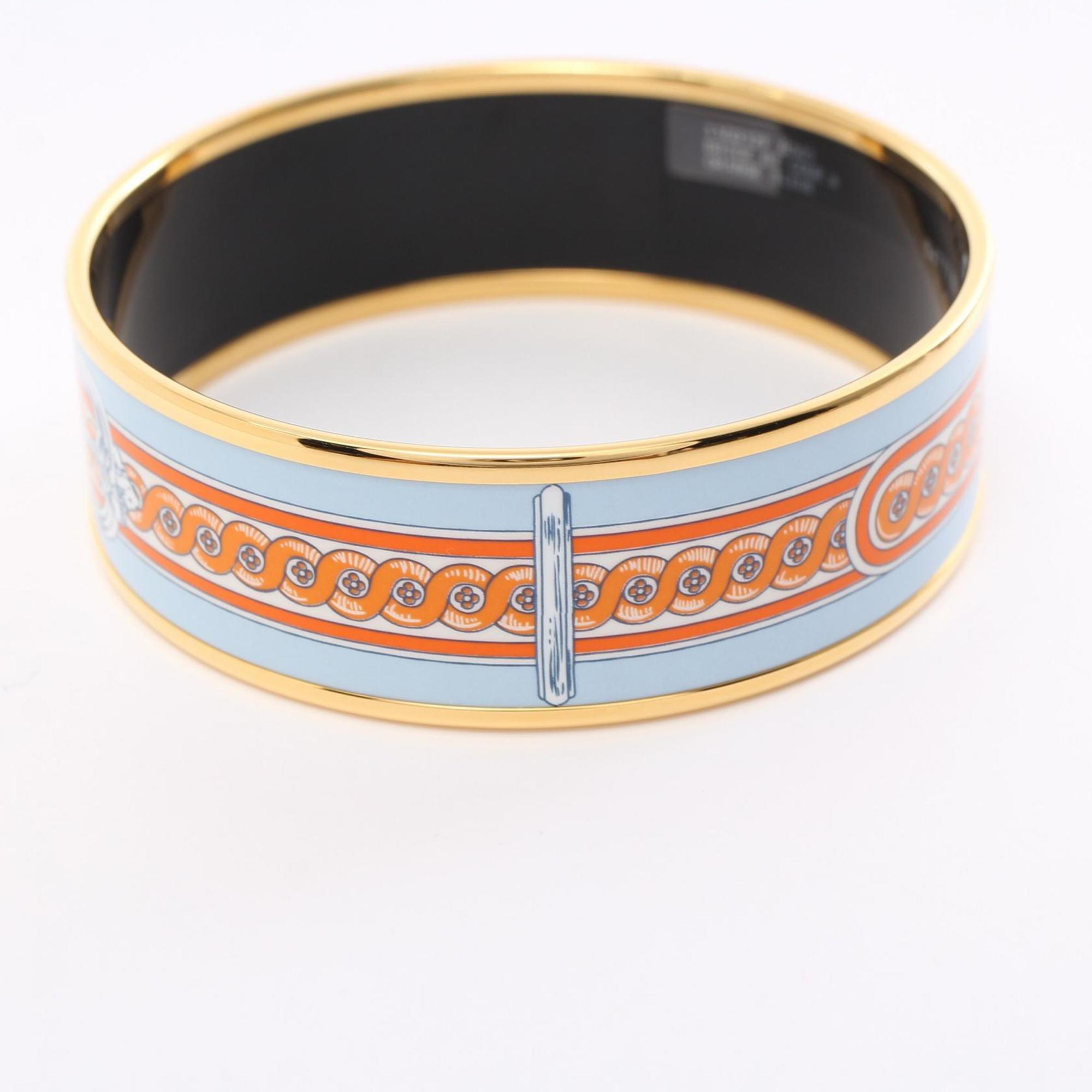 Hermes GM enamel bracelet GP (gold plated) cloisonne ladies blue multicolor