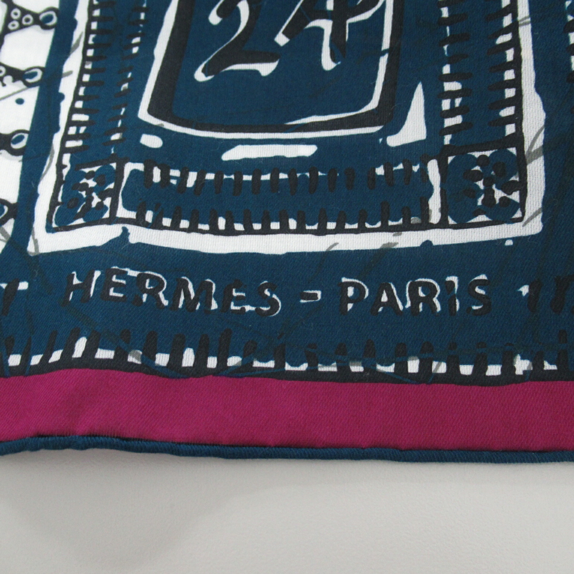 Hermes HERMES Scarf Muffler/Scarf Cotton Women's Blue