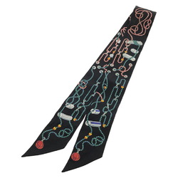 Hermes HERMES Scarf Muffler/Scarf Silk Men's Women's Black