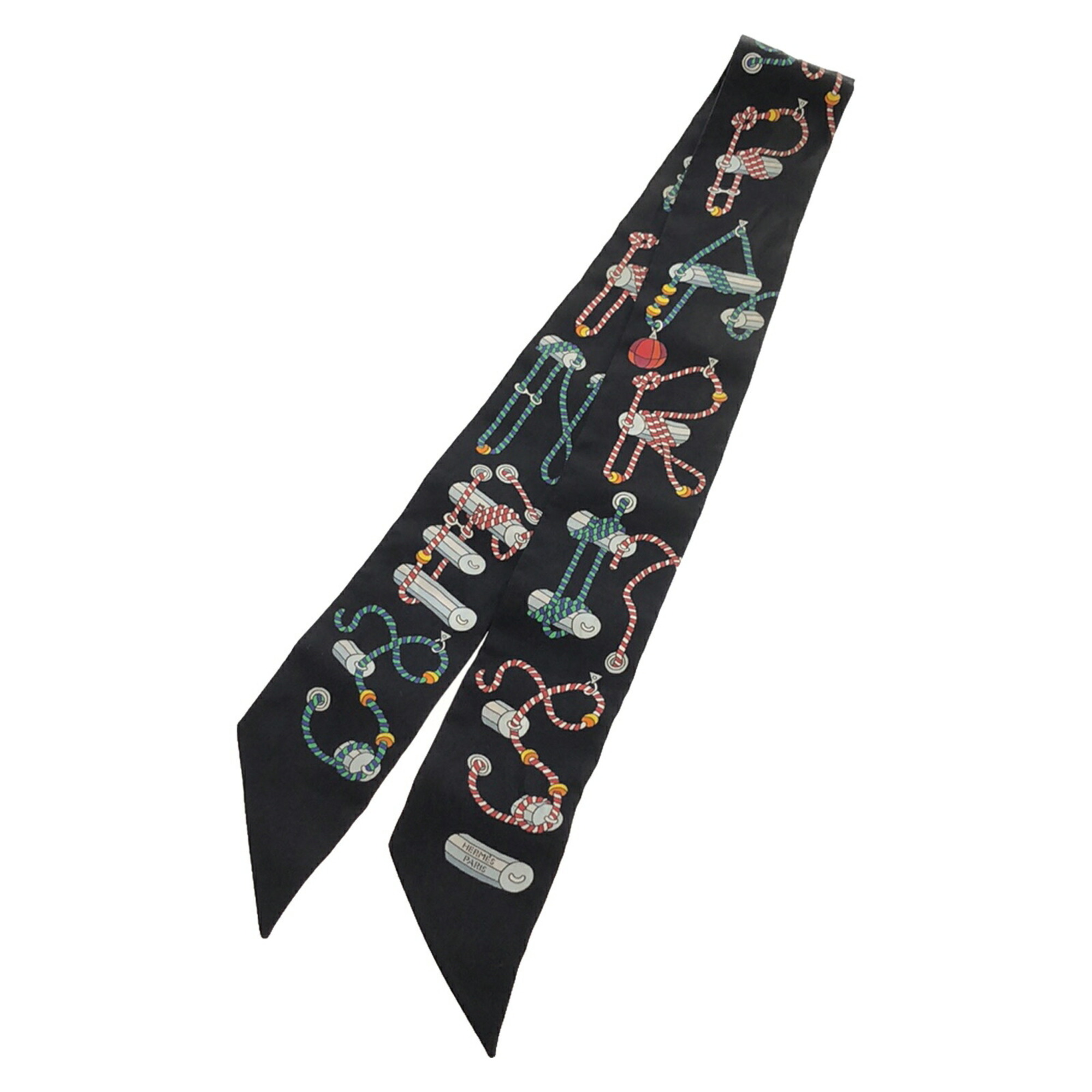 Hermes HERMES Scarf Muffler/Scarf Silk Men's Women's Black