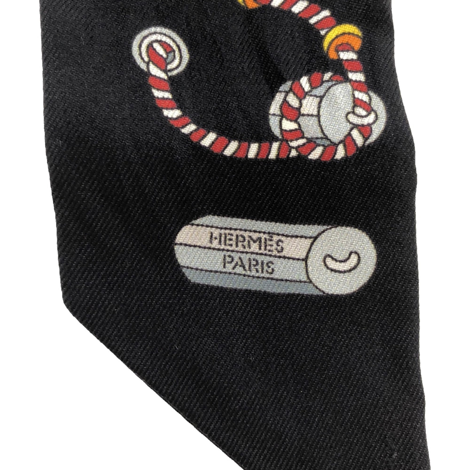 Hermes HERMES Scarf Muffler/Scarf Silk Men's Women's Black