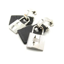 Hermes HERMES Padlock Earrings, Silver Plated, Women's,