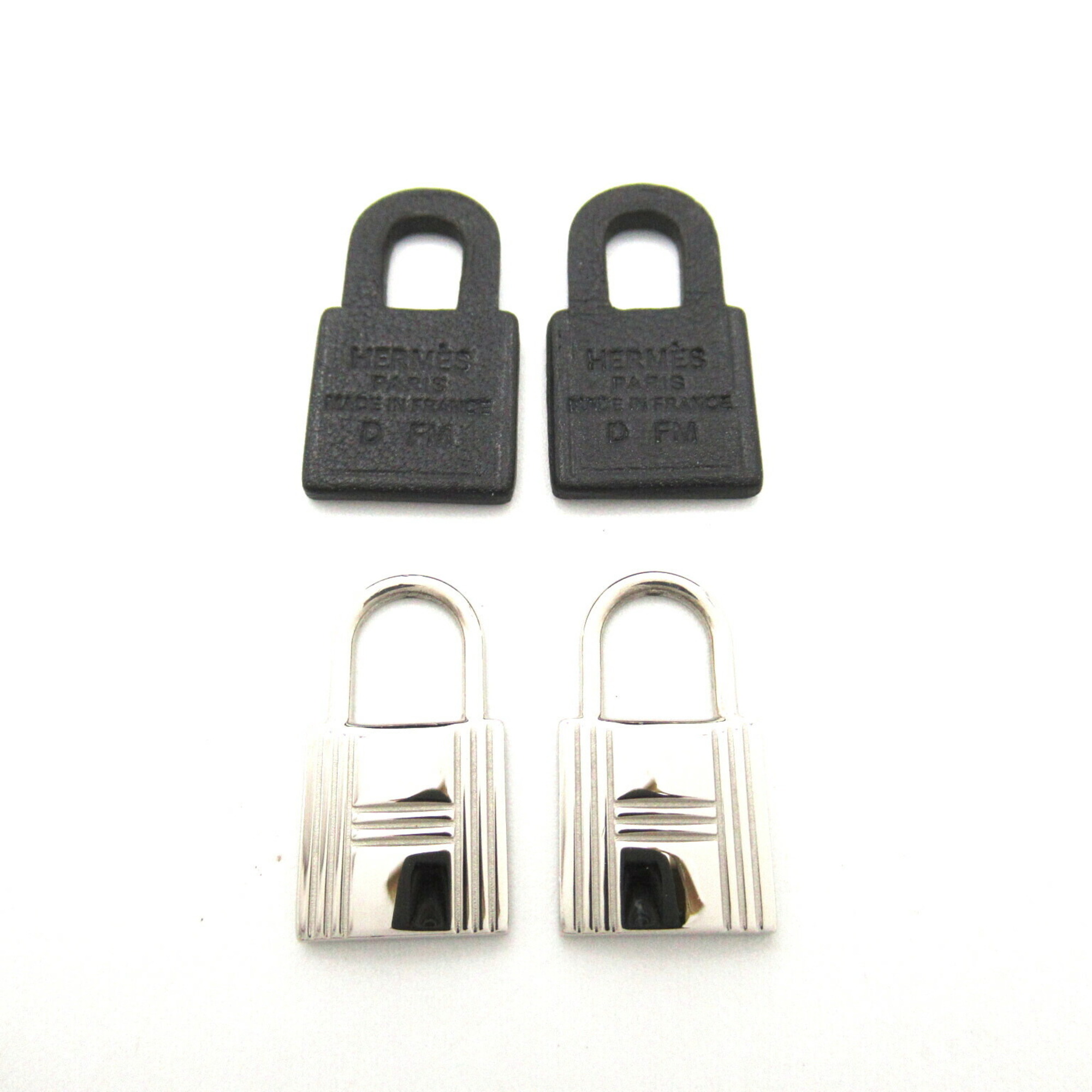 Hermes HERMES Padlock Earrings, Silver Plated, Women's,