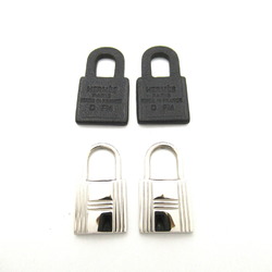 Hermes HERMES Padlock Earrings, Silver Plated, Women's,