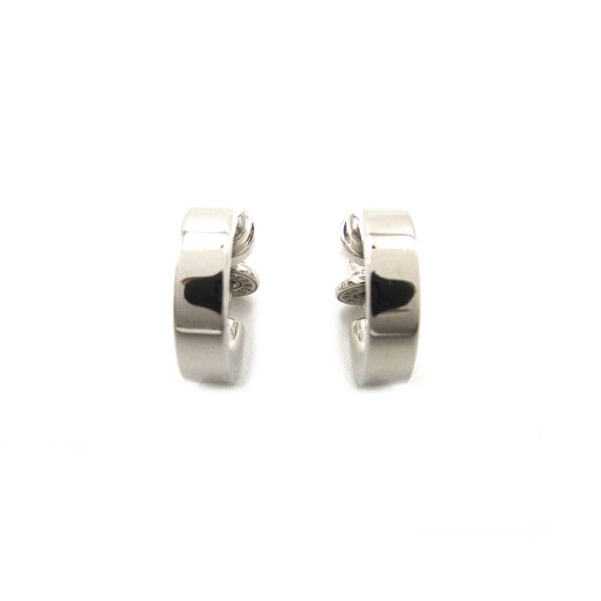 Hermes HERMES Padlock Earrings, Silver Plated, Women's,