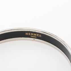 Hermes HERMES Enamel PM Bangle Stainless Steel Cloisonne Women's Silver Ivory