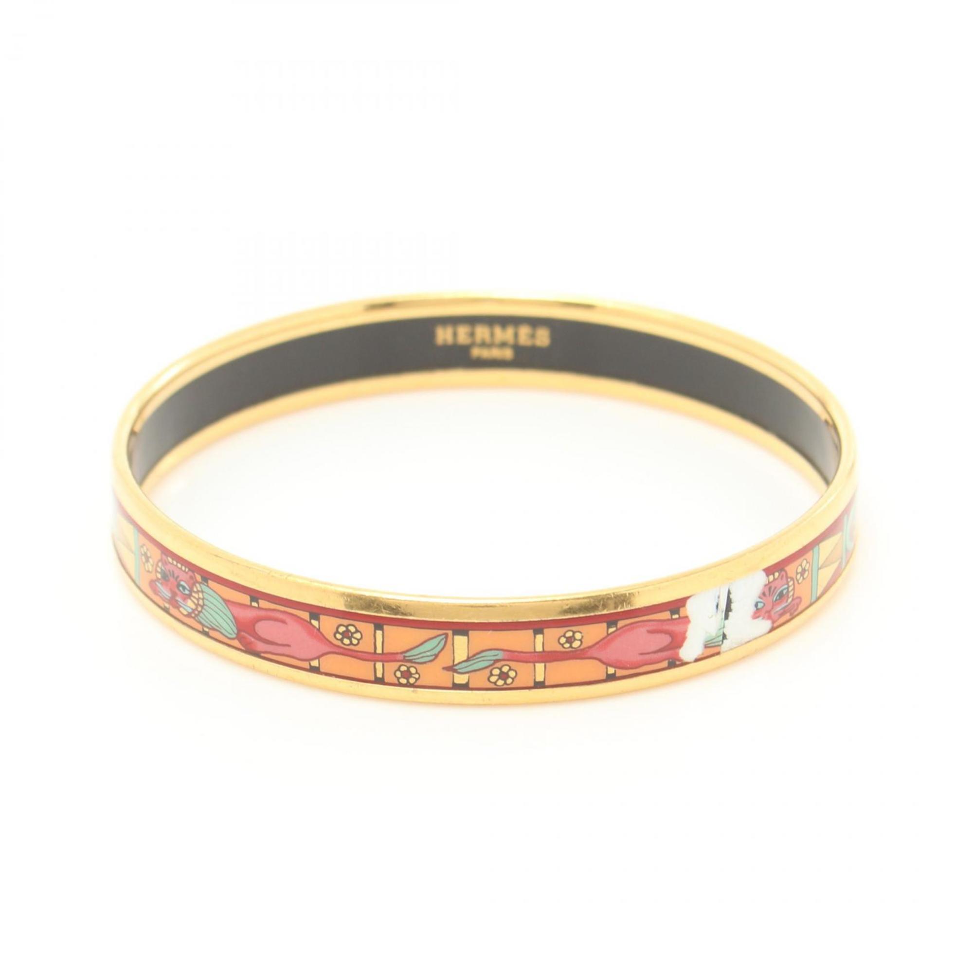 Hermes HERMES Emaille PM Bangle GP (Gold Plated) Cloisonne Women's Gold Red Multicolor