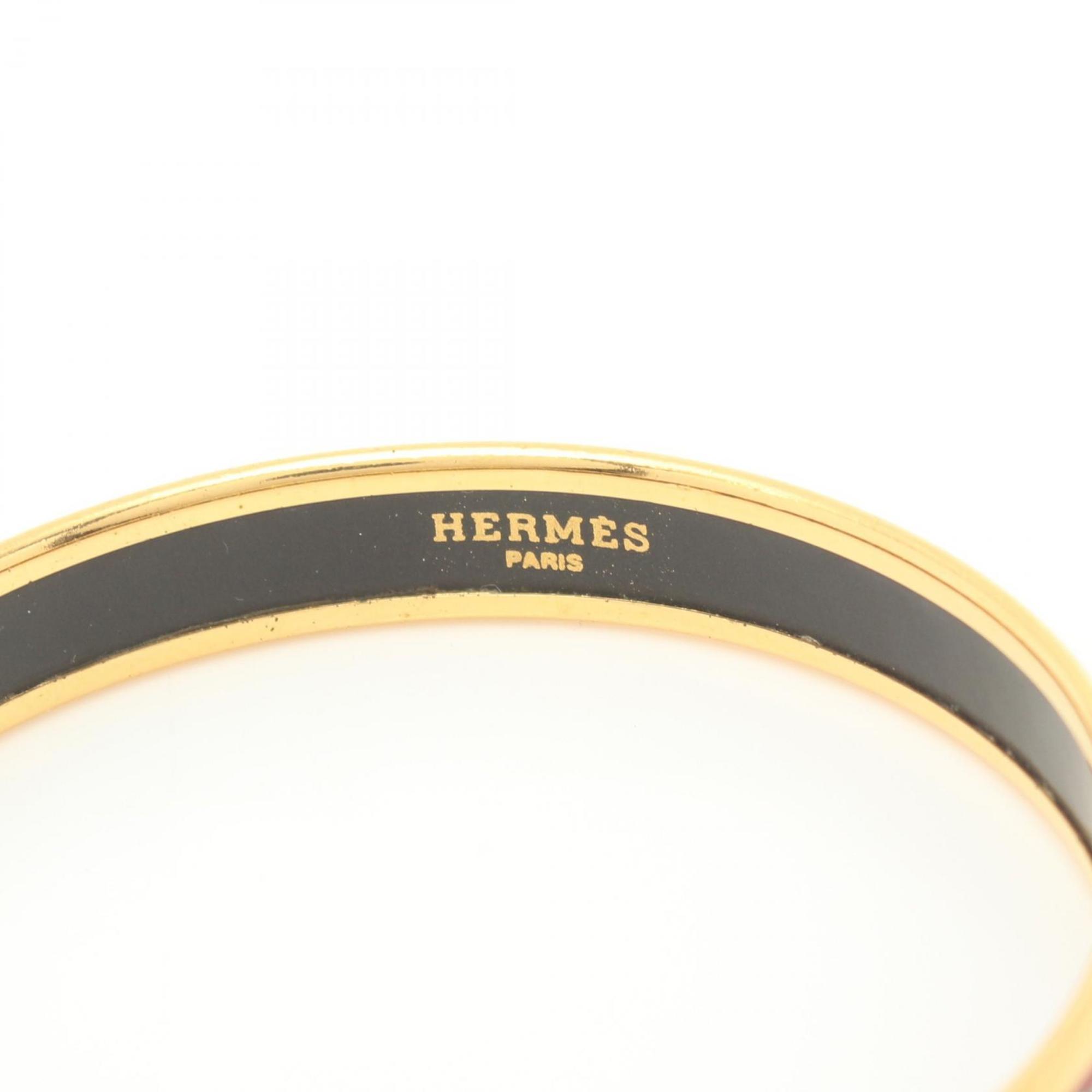 Hermes HERMES Emaille PM Bangle GP (Gold Plated) Cloisonne Women's Gold Red Multicolor