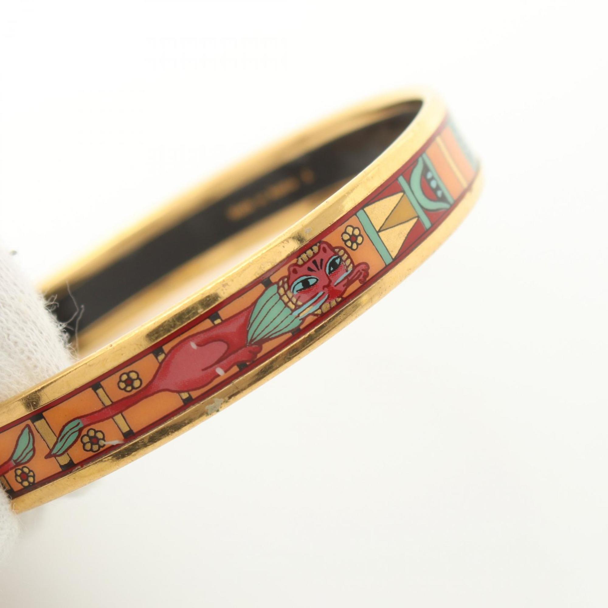 Hermes HERMES Emaille PM Bangle GP (Gold Plated) Cloisonne Women's Gold Red Multicolor