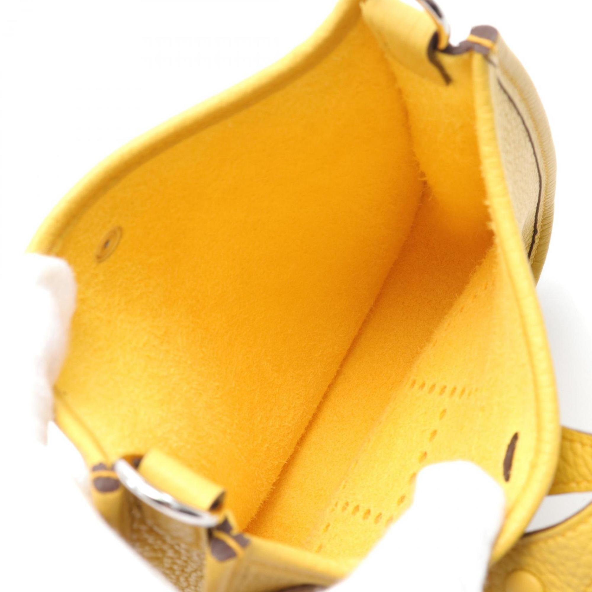 Hermes HERMES Evelyn TPM Sun Shoulder Bag Taurillon Clemence Women's Yellow