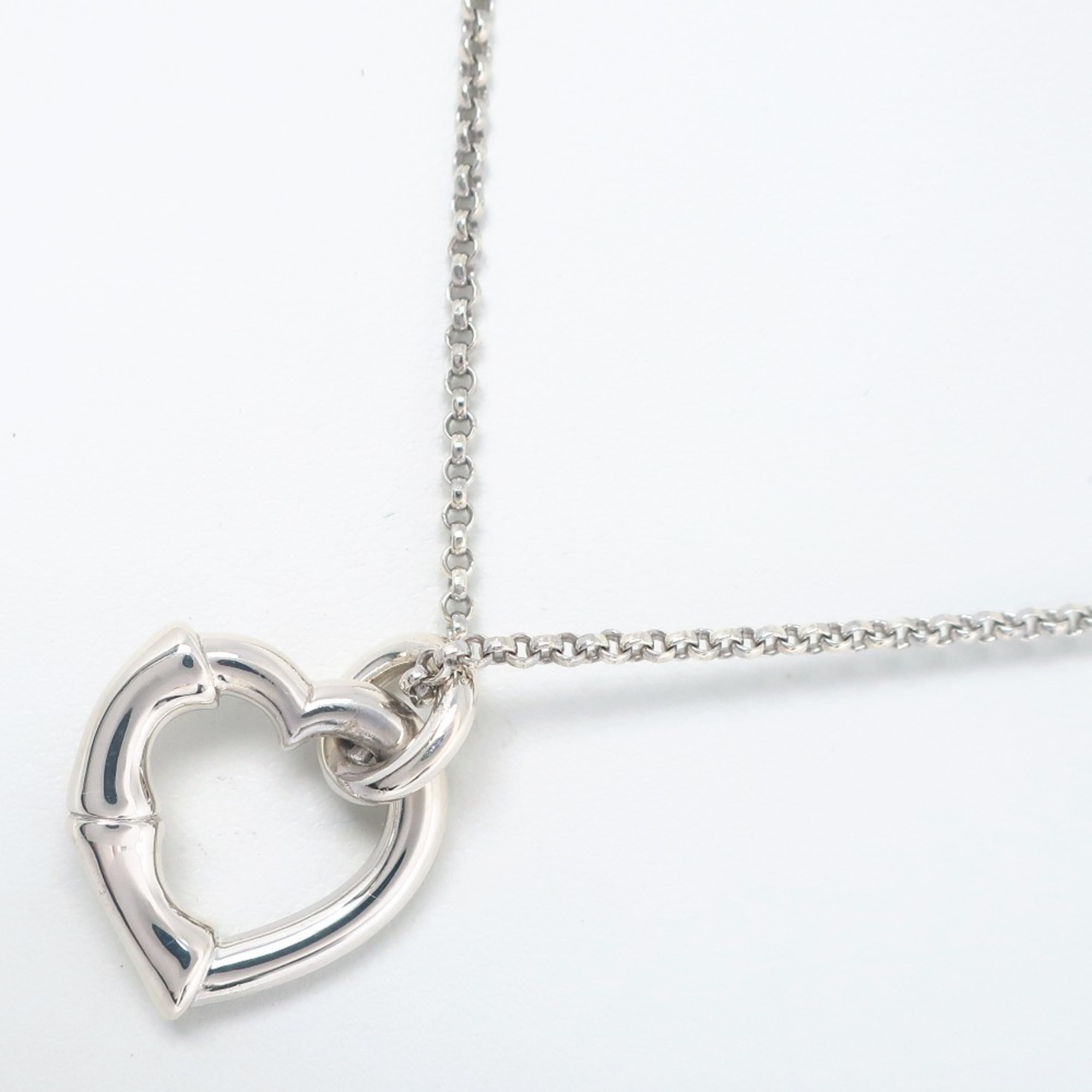 Gucci Bamboo Heart Necklace Silver 925 Approx. 12.9g Women's