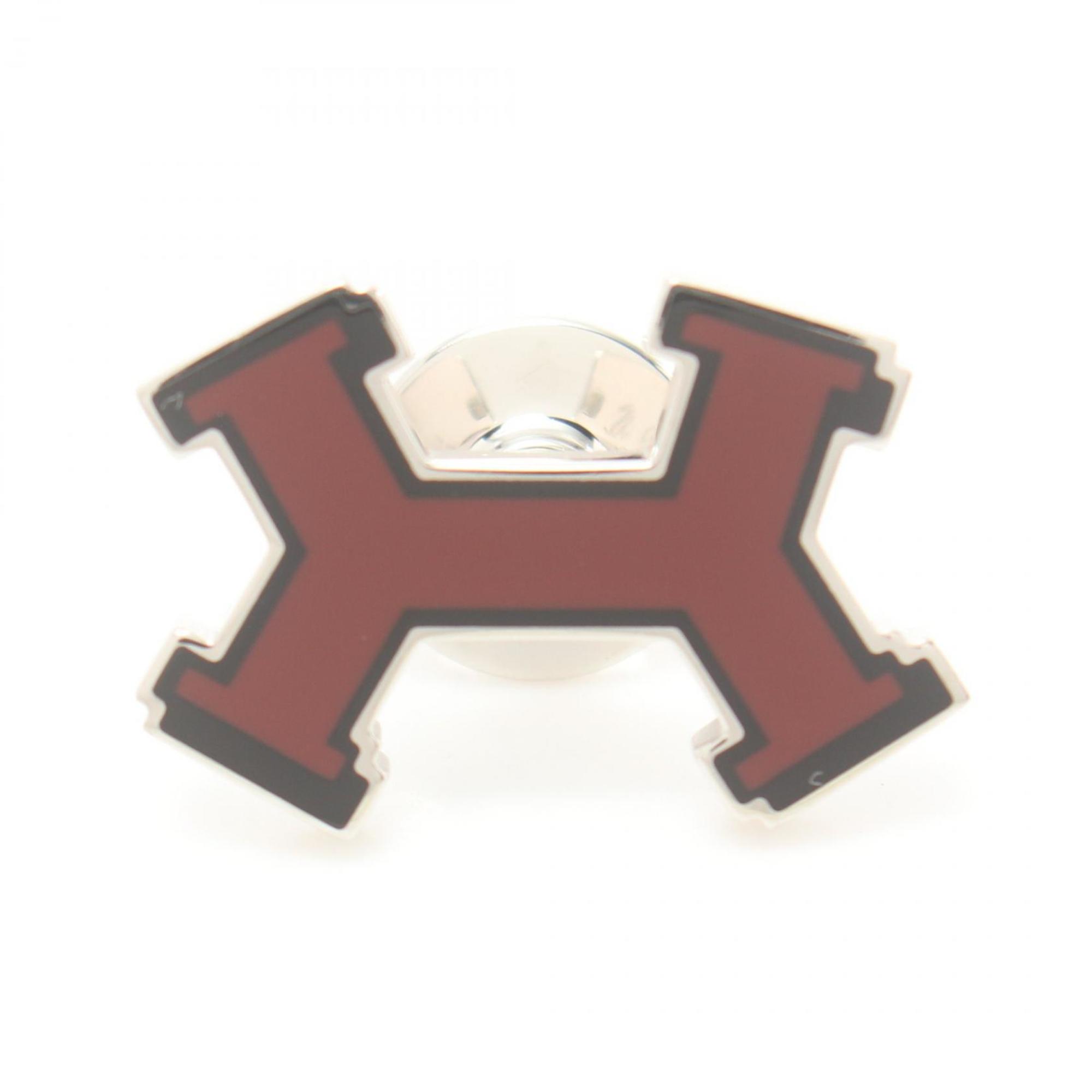 Hermes HERMES Street H Brooch Stainless Steel Women's Bordeaux