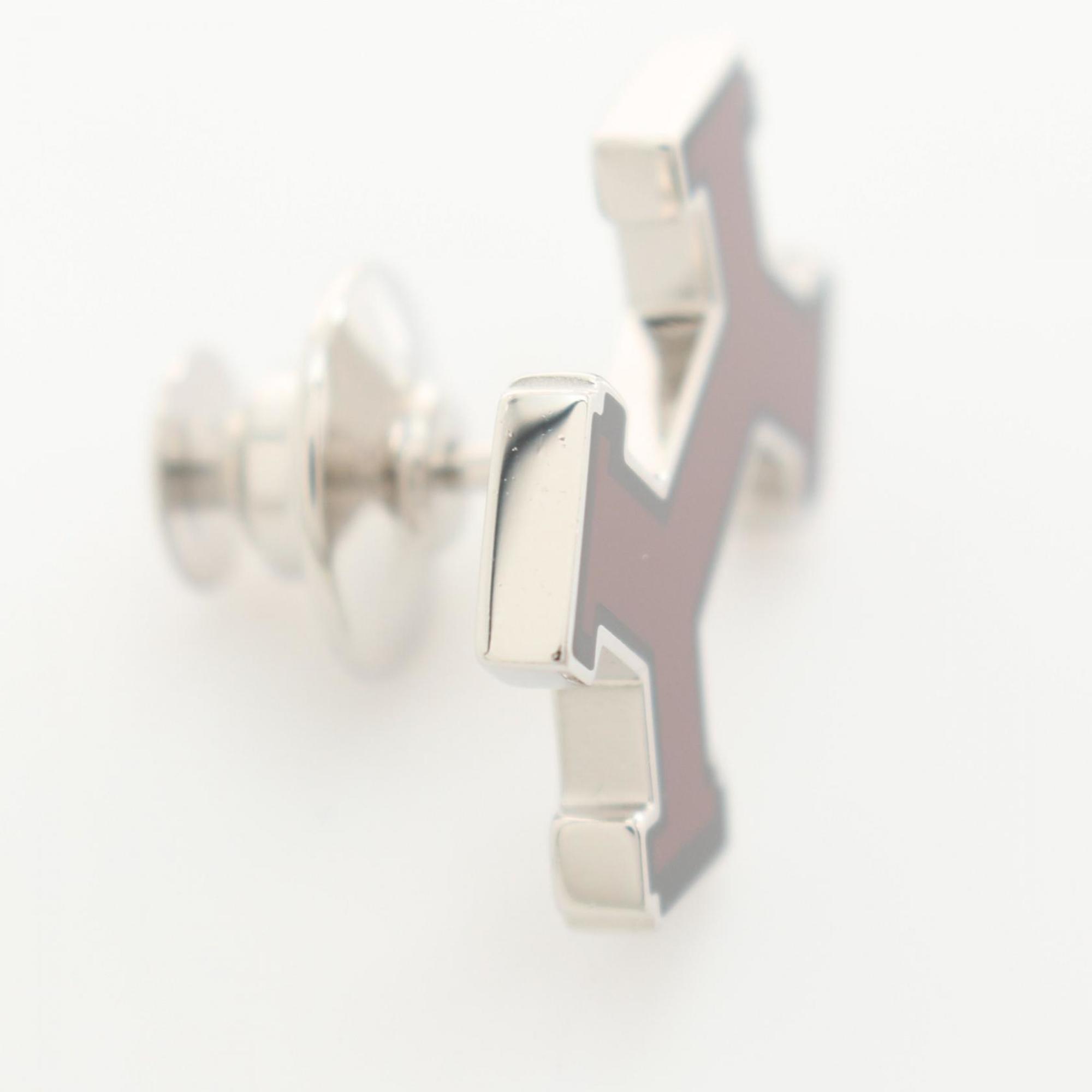 Hermes HERMES Street H Brooch Stainless Steel Women's Bordeaux