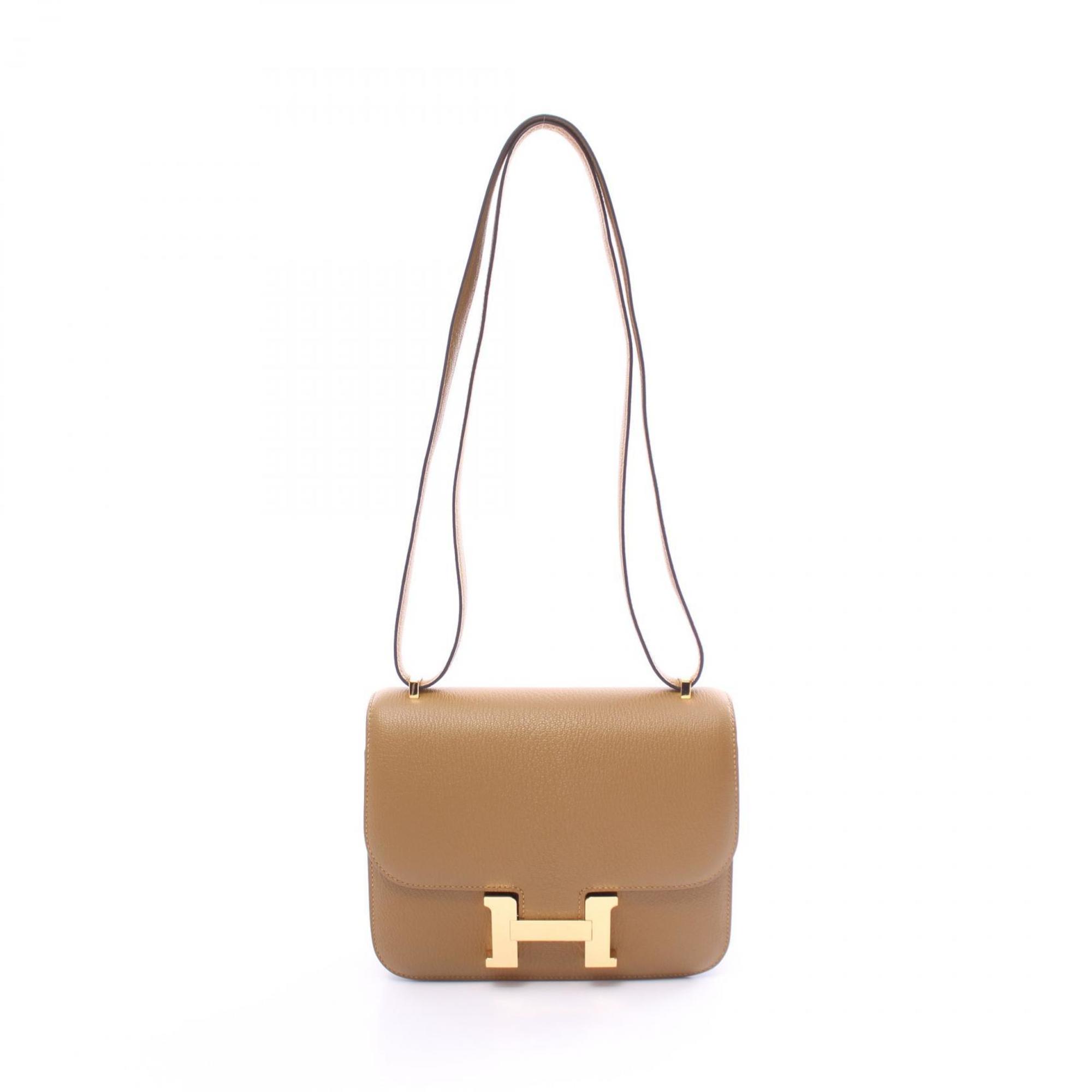 Hermes HERMES Constance Craft Shoulder Bag Chevre Ladies Brown