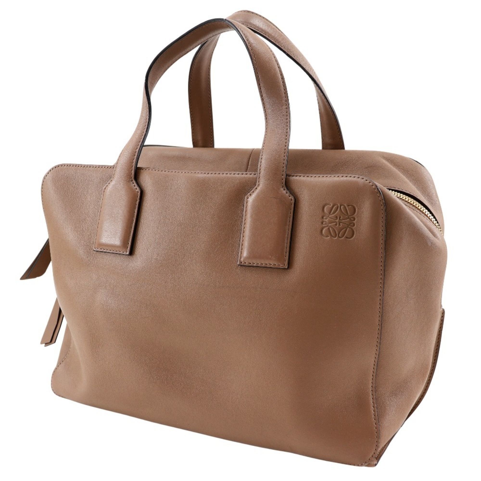 LOEWE Goya Weekender Boston Bag, Calfskin, Brown, Double, Weekender, Women's