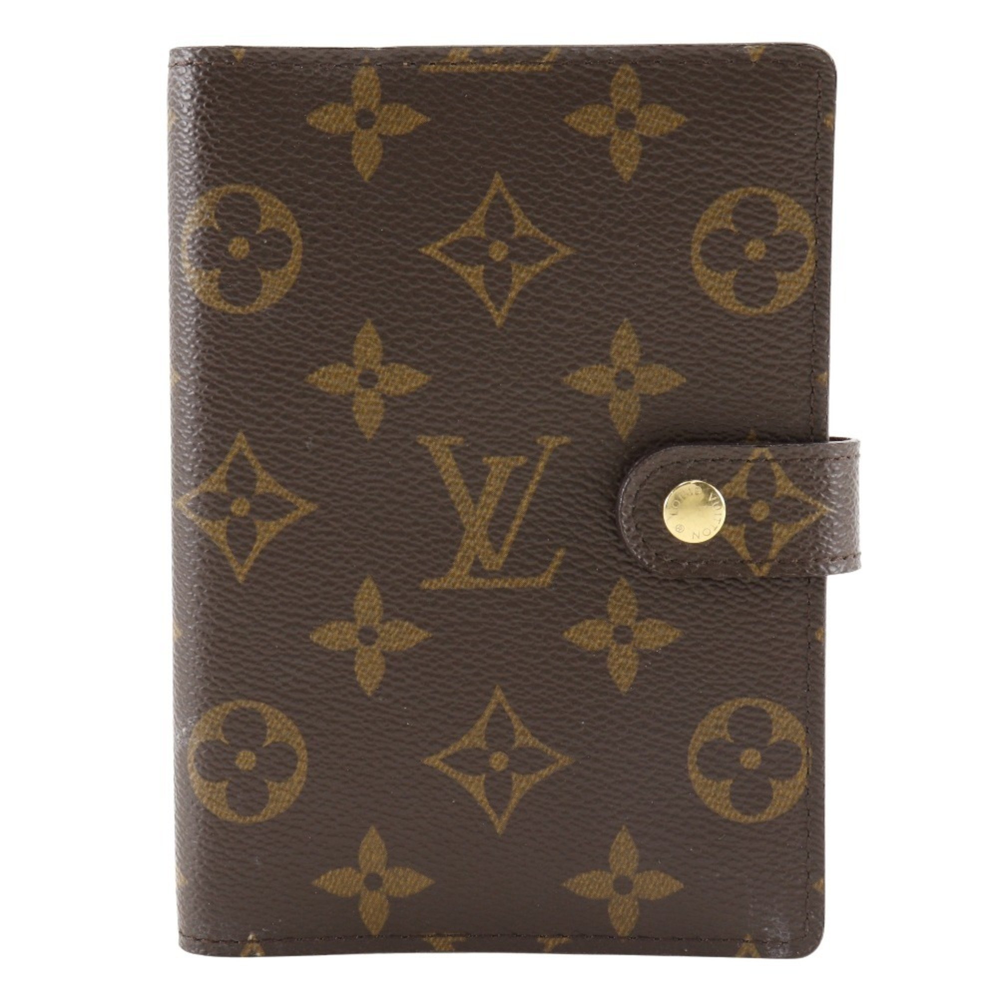 Louis Vuitton Agenda PM Notebook Cover R20005 Monogram Canvas 2005 Brown CA0015 Snap Button Unisex