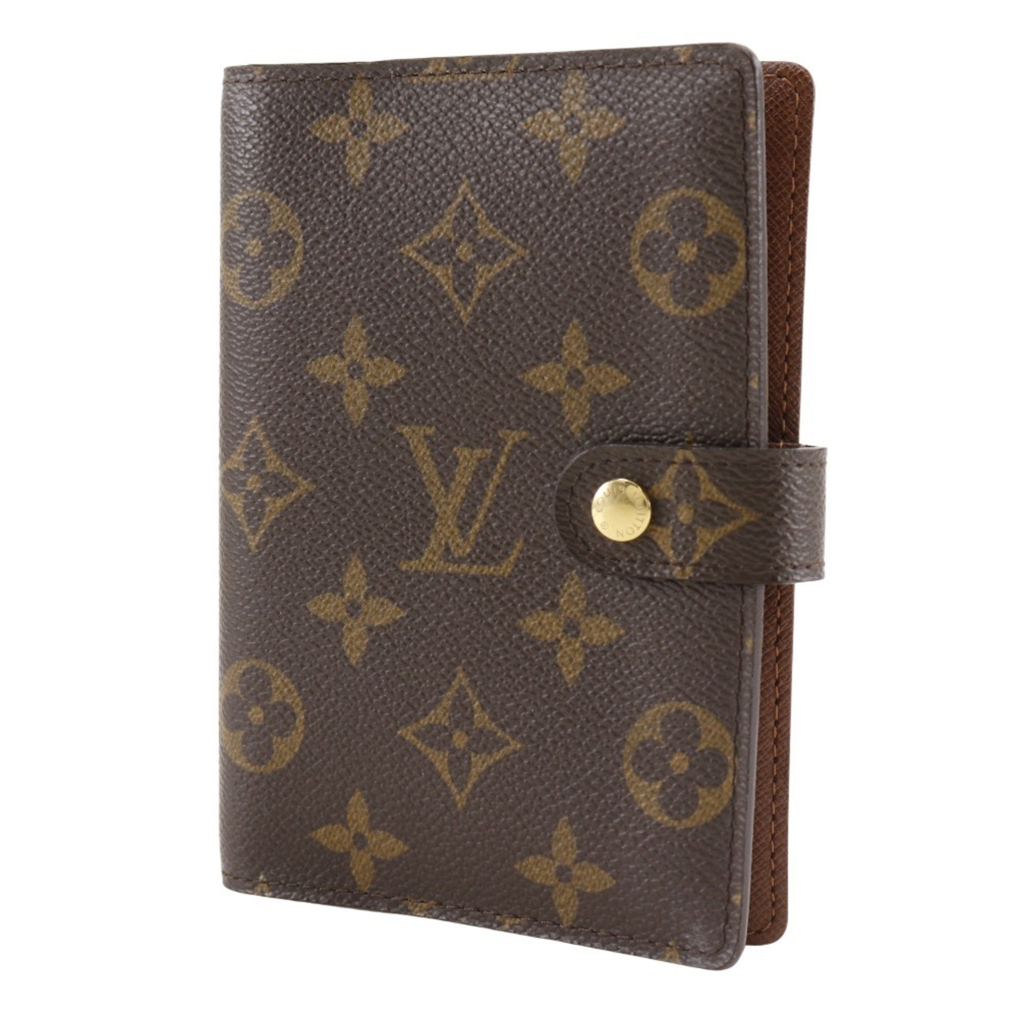 Louis Vuitton Agenda PM Notebook Cover R20005 Monogram Canvas 2005 Brown CA0015 Snap Button Unisex