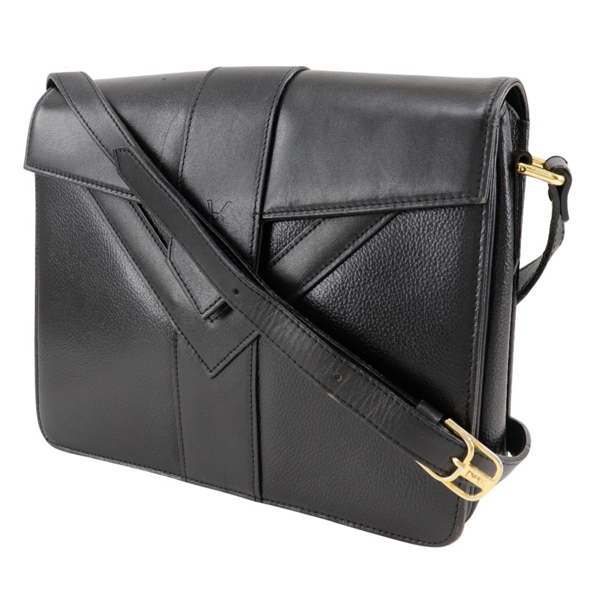 Yves Saint Laurent YVES SAINT LAURENT Y-stitch shoulder bag calf black A5 type women's