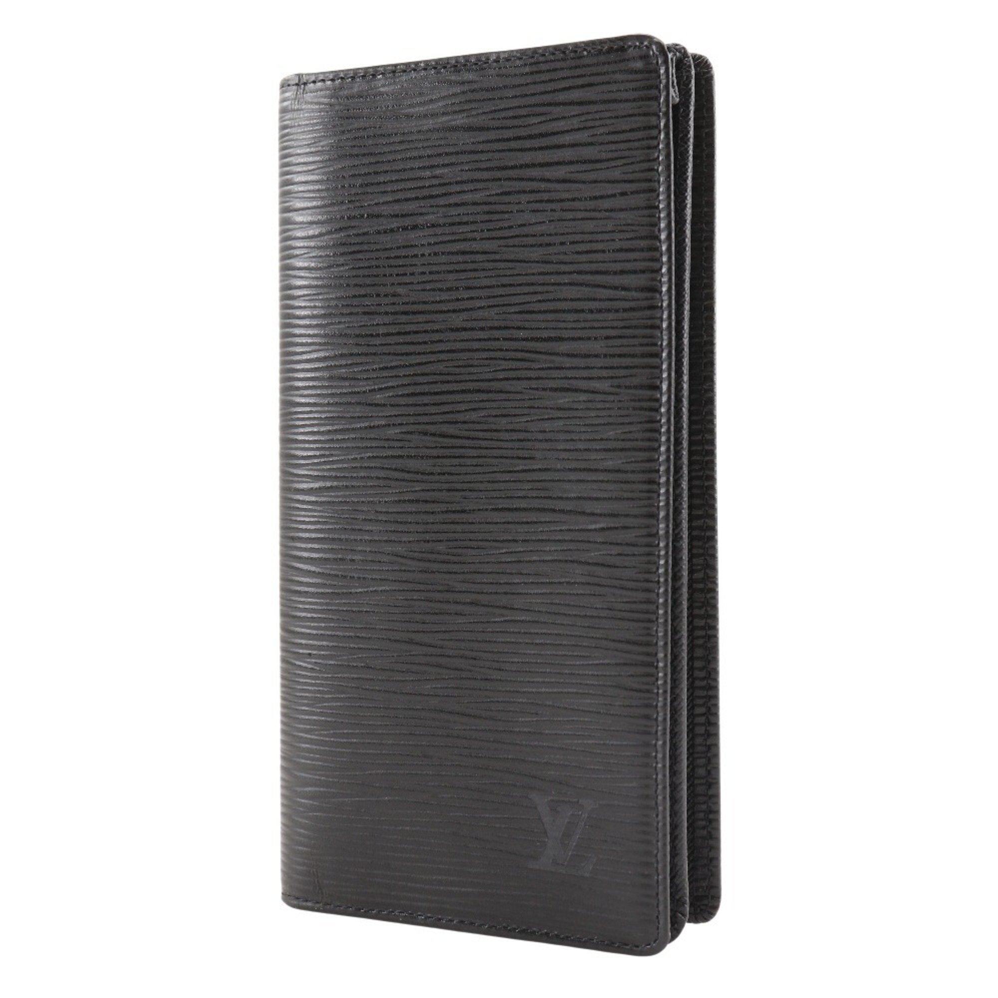 Louis Vuitton LOUIS VUITTON Porto Cartes Crdit Billfold Black M63212 Epi Leather Noir 2001 CA0051 Men's