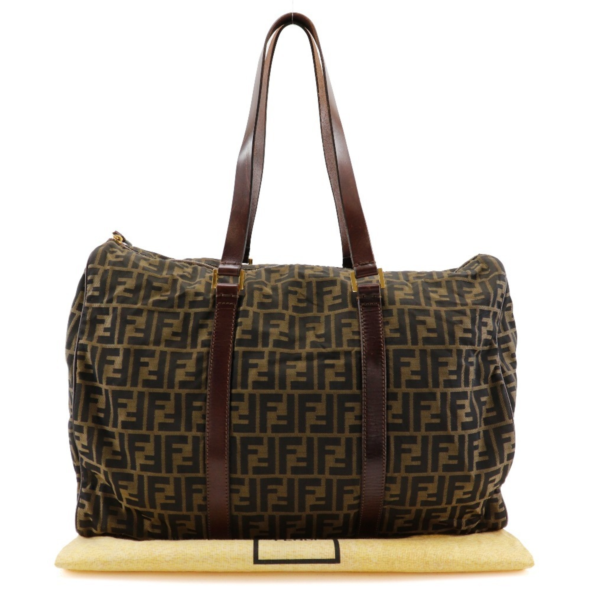 FENDI Zucca Boston bag in nylon canvas, brown, unisex