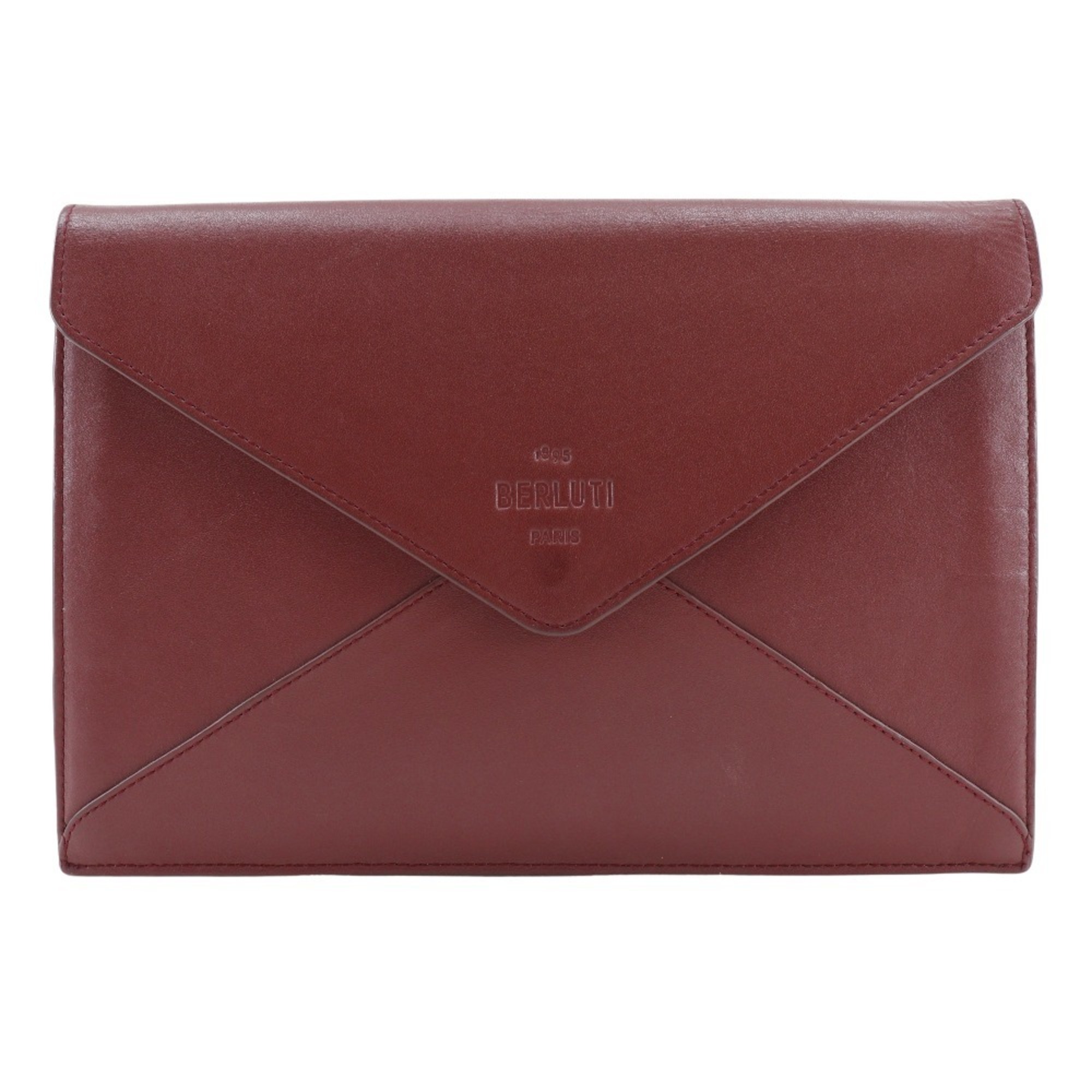 Berluti Clutch Bag Calf Bordeaux A5 Snap Button Men's