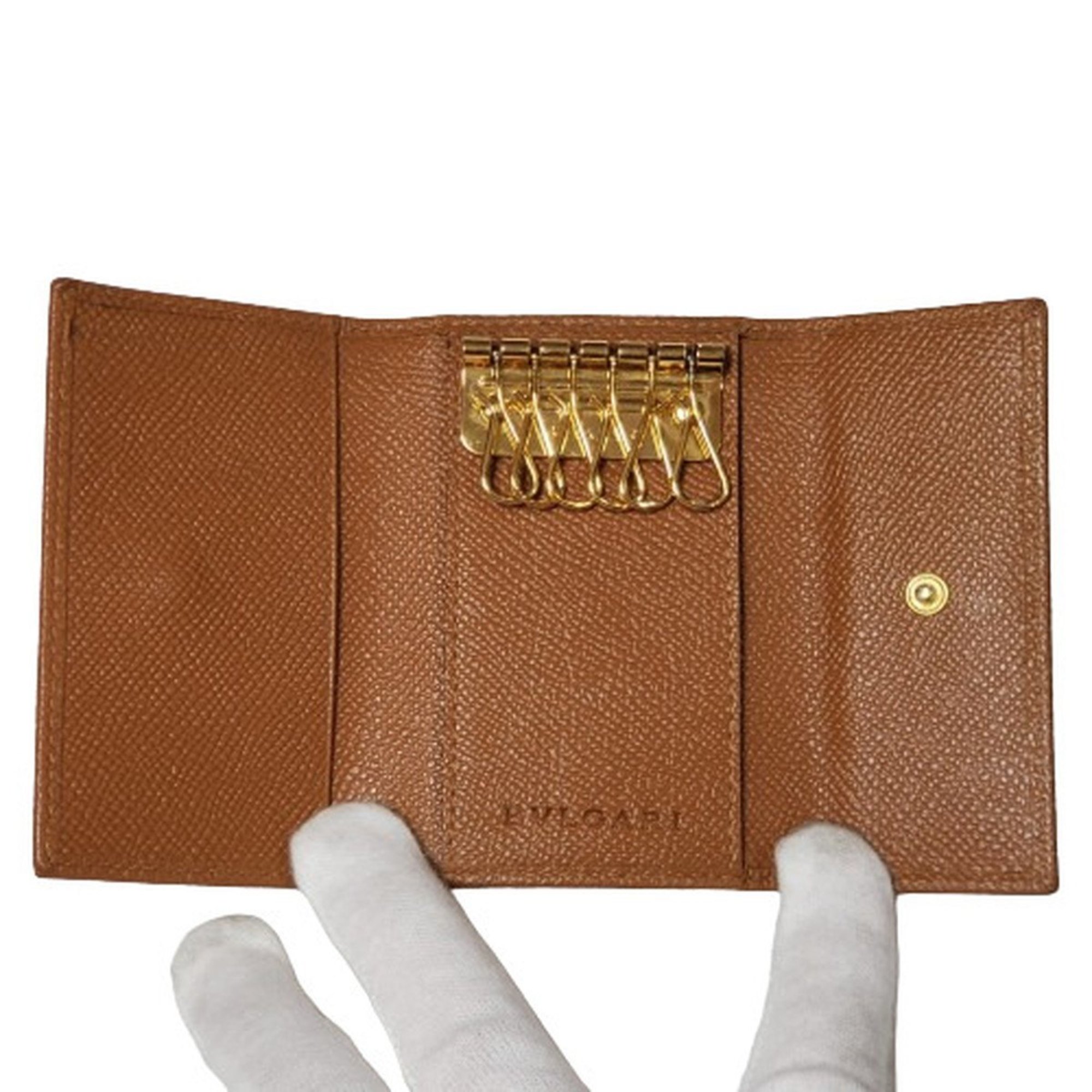 BVLGARI Bulgari Classico 6-key case, leather, for men and women, brown, accessories, Kaizuka store