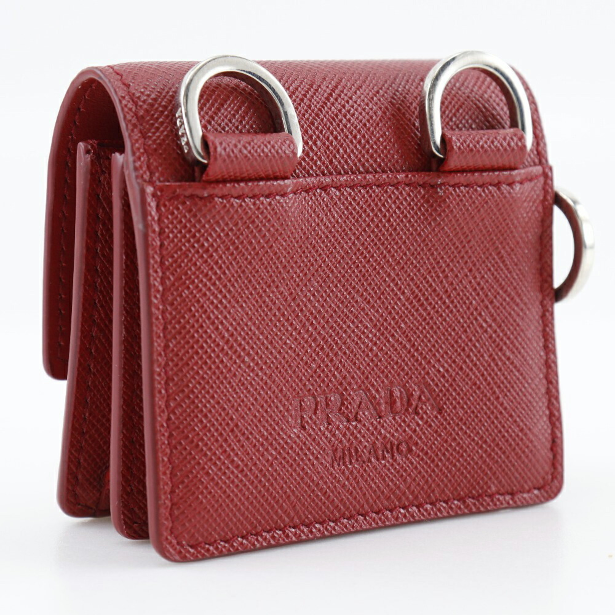 PRADA Shoulder Pouch Bag Pochette 2ZH097 Saffiano Red Flap Women's