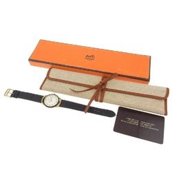 Hermes HERMES Pullman Watch Stainless Steel x Gold Plated Leather 1970 Z Quartz Analog Display White Dial Men's R140924001