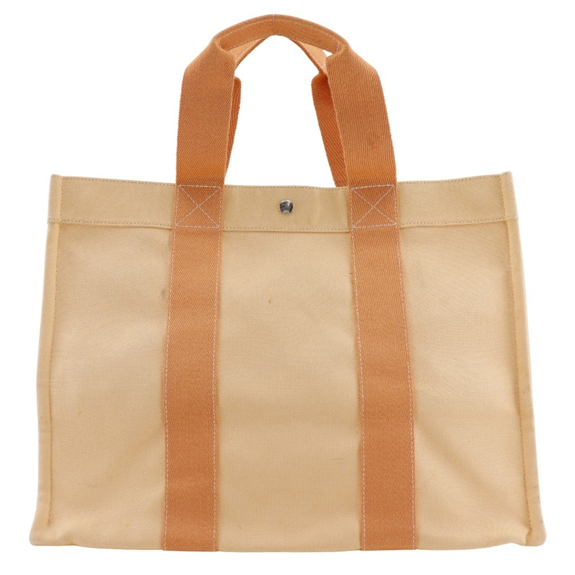 Hermes HERMES Bora GM Tote Bag Canvas Orange Snap Button Women's