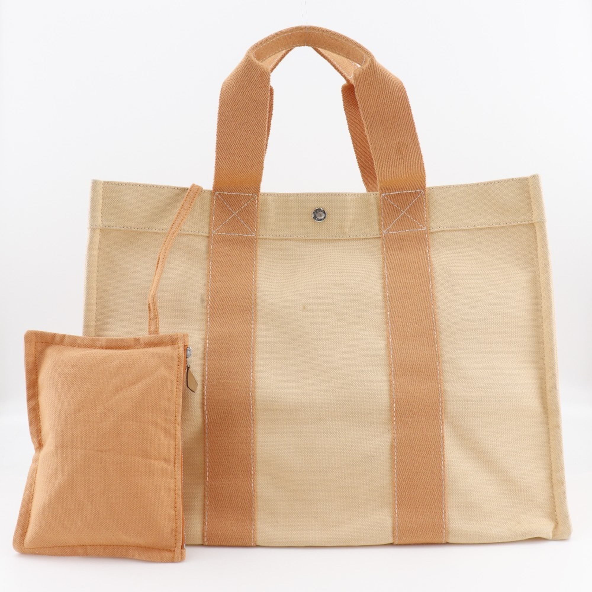 Hermes HERMES Bora GM Tote Bag Canvas Orange Snap Button Women's