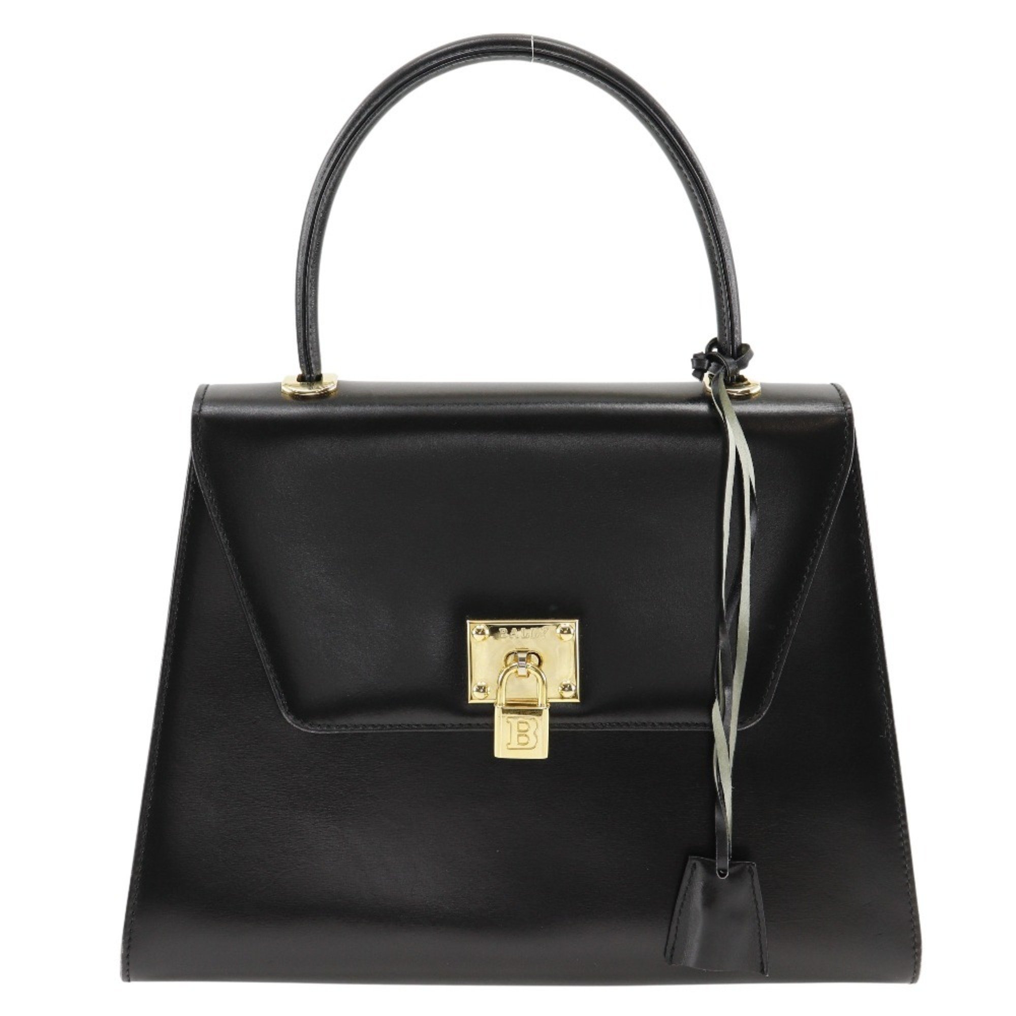 BALLY handbag calfskin black A5 turn lock ladies