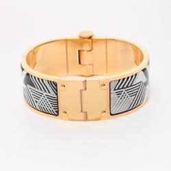 Hermes HERMES Charnier GM Bangle GP (Gold Plated) Enamel Women's Gold Black White SP0137