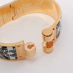 Hermes HERMES Charnier GM Bangle GP (Gold Plated) Enamel Women's Gold Black White SP0137