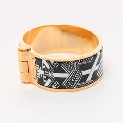 Hermes HERMES Charnier GM Bangle GP (Gold Plated) Enamel Women's Gold Black White SP0137