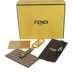 FENDI Mirror Holder Micro FF Keychain 7AS049 Leather Brown Bag Charm