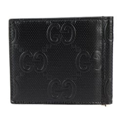 GUCCI GG Embossed Money Clip Bi-fold Wallet 676656 Leather Black Billfold