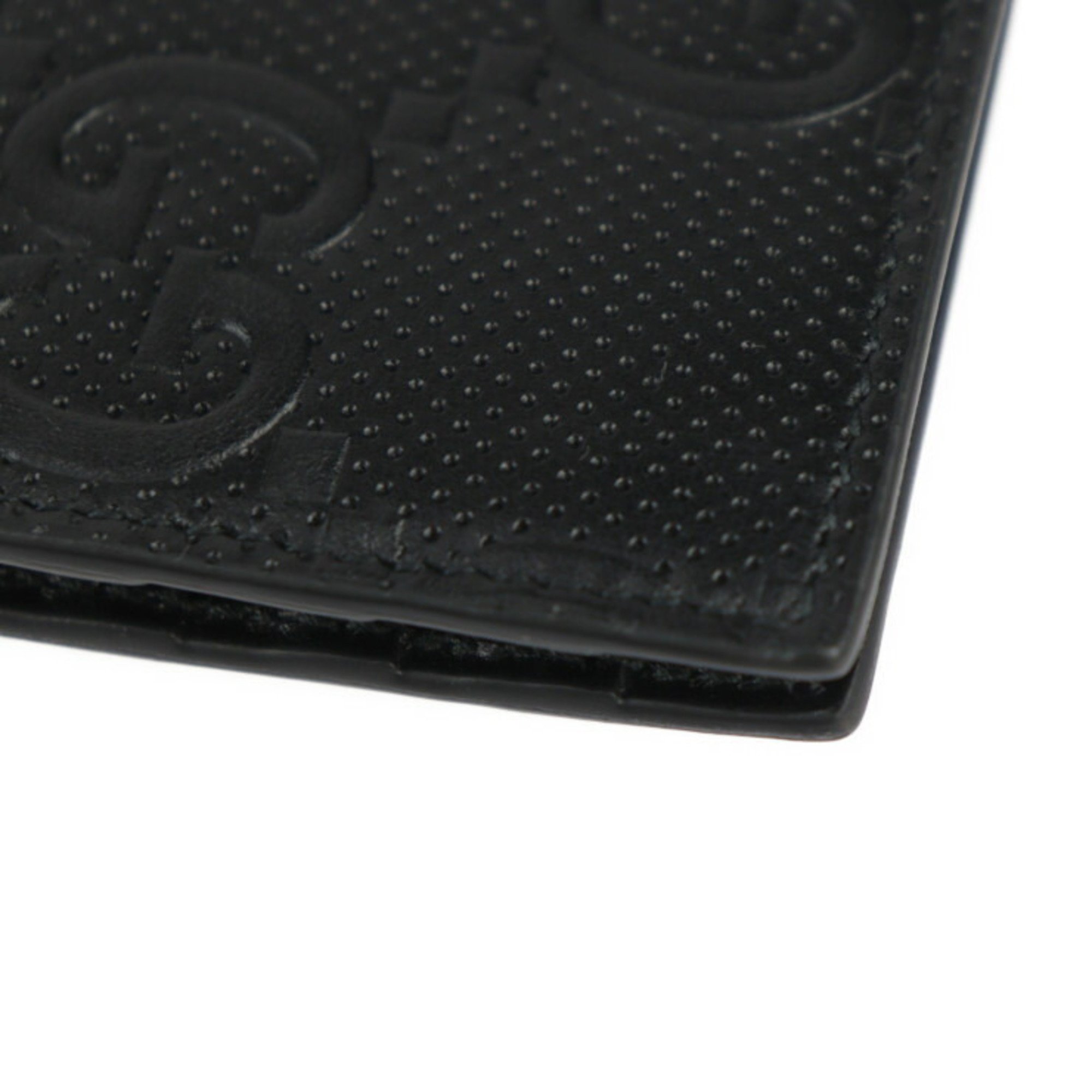 GUCCI GG Embossed Money Clip Bi-fold Wallet 676656 Leather Black Billfold