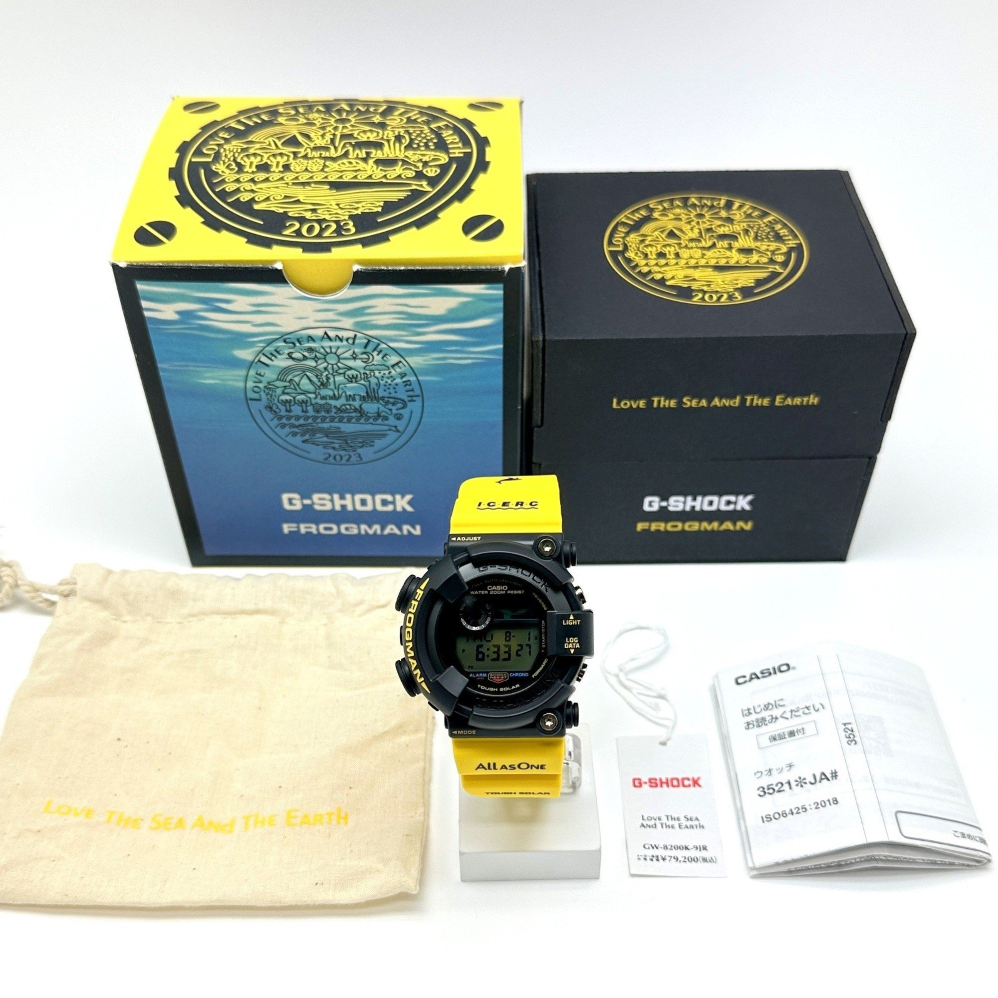 G-SHOCK CASIO Watch GW-8200K-9 FROGMAN Irukuji 2023 Tough Solar Frogman Isearch Japan Iruka Whale Love The Sea And Earth Black x Yellow Mikunigaoka Store