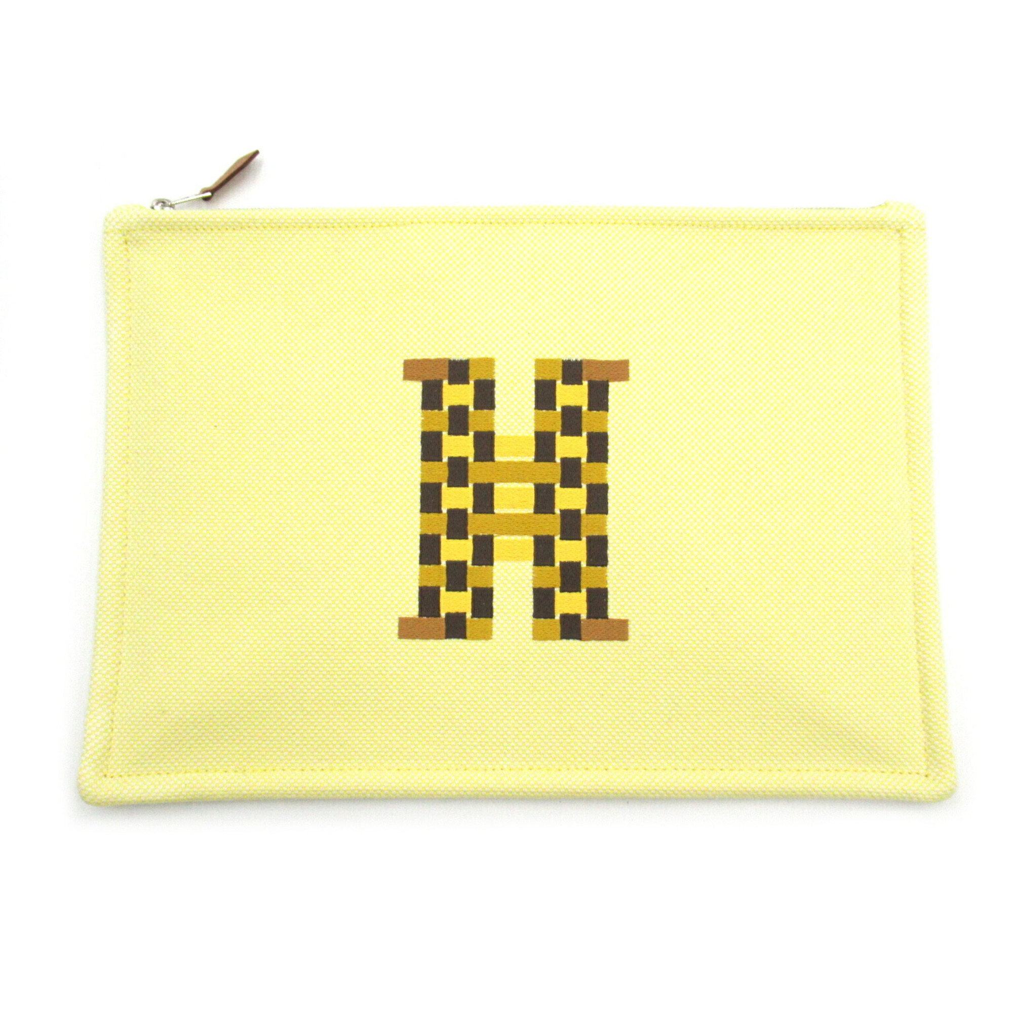 Hermes HERMES H Tissage Pouch Bag Canvas Men's Women's Yellow Citron