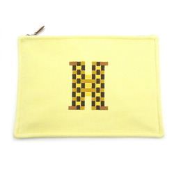 Hermes HERMES H Tissage Pouch Bag Canvas Men's Women's Yellow Citron