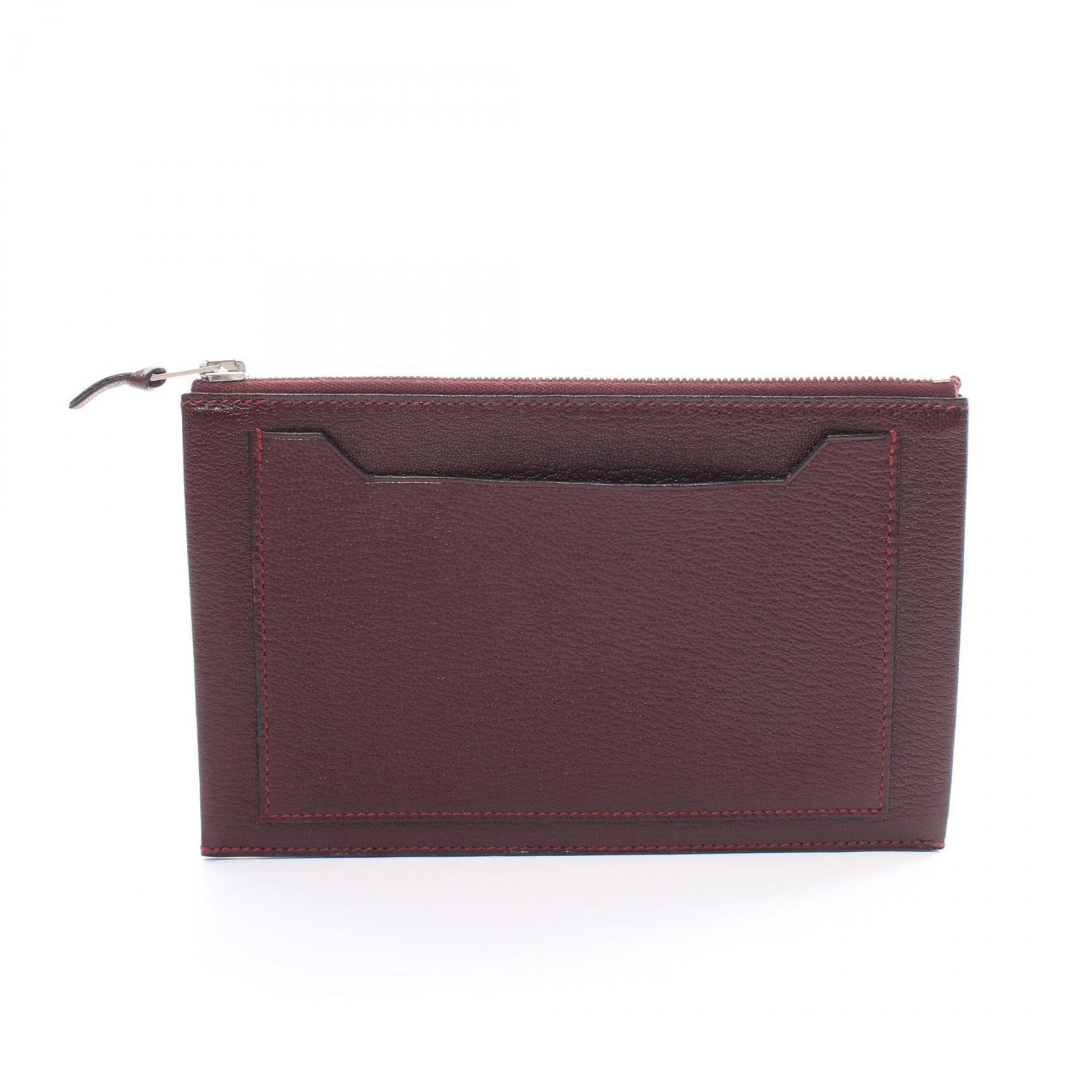 Hermes HERMES Claris GM Rouge H Wallet/Coin Case Wallet Chevre Women's Bordeaux