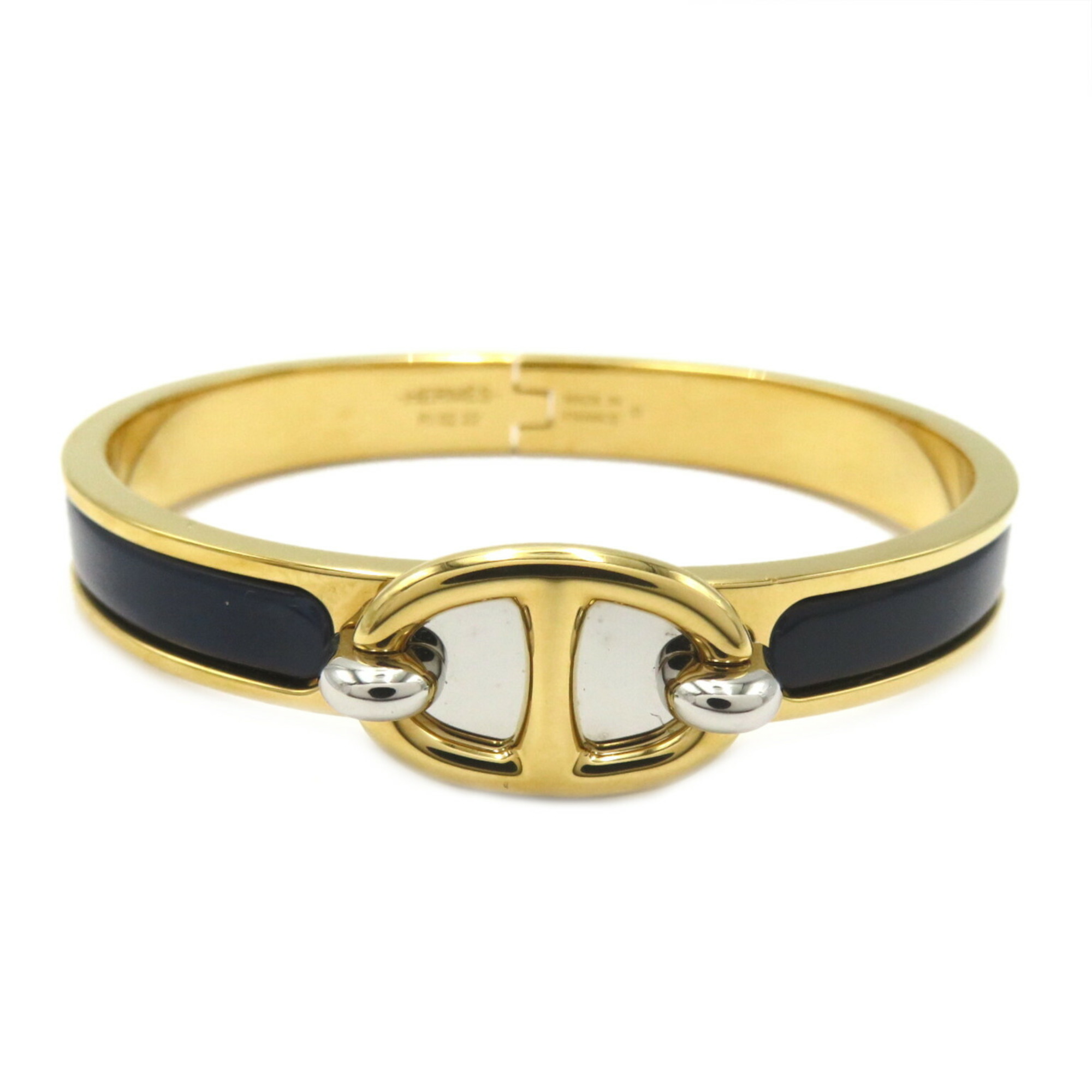 Hermes Click Chaine d'Ancre Bracelet GP (Gold Plated) Women's Gold Navy