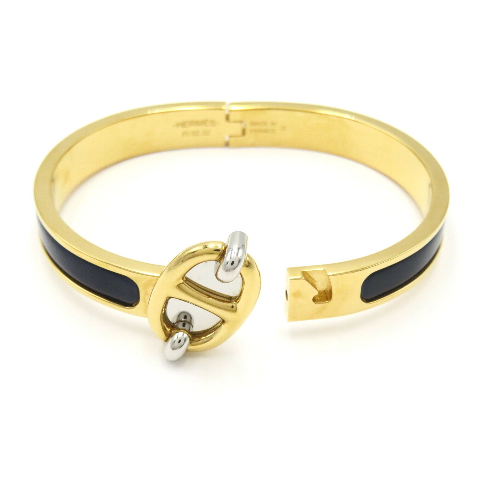 Hermes Click Chaine d'Ancre Bracelet GP (Gold Plated) Women's Gold Navy