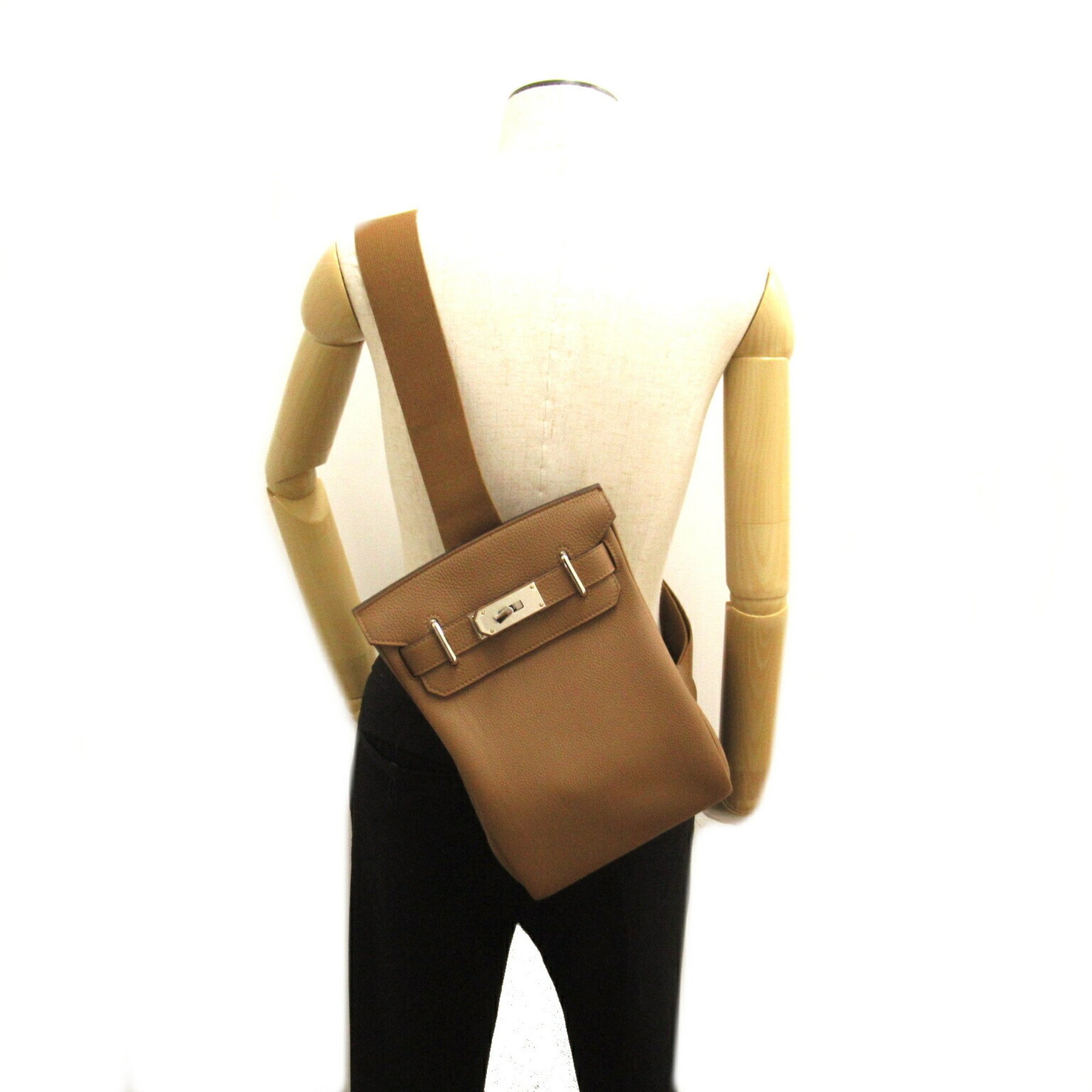 Hermes Kelly Akkad PM Shoulder Bag Leather Togo Men's Women's Brown