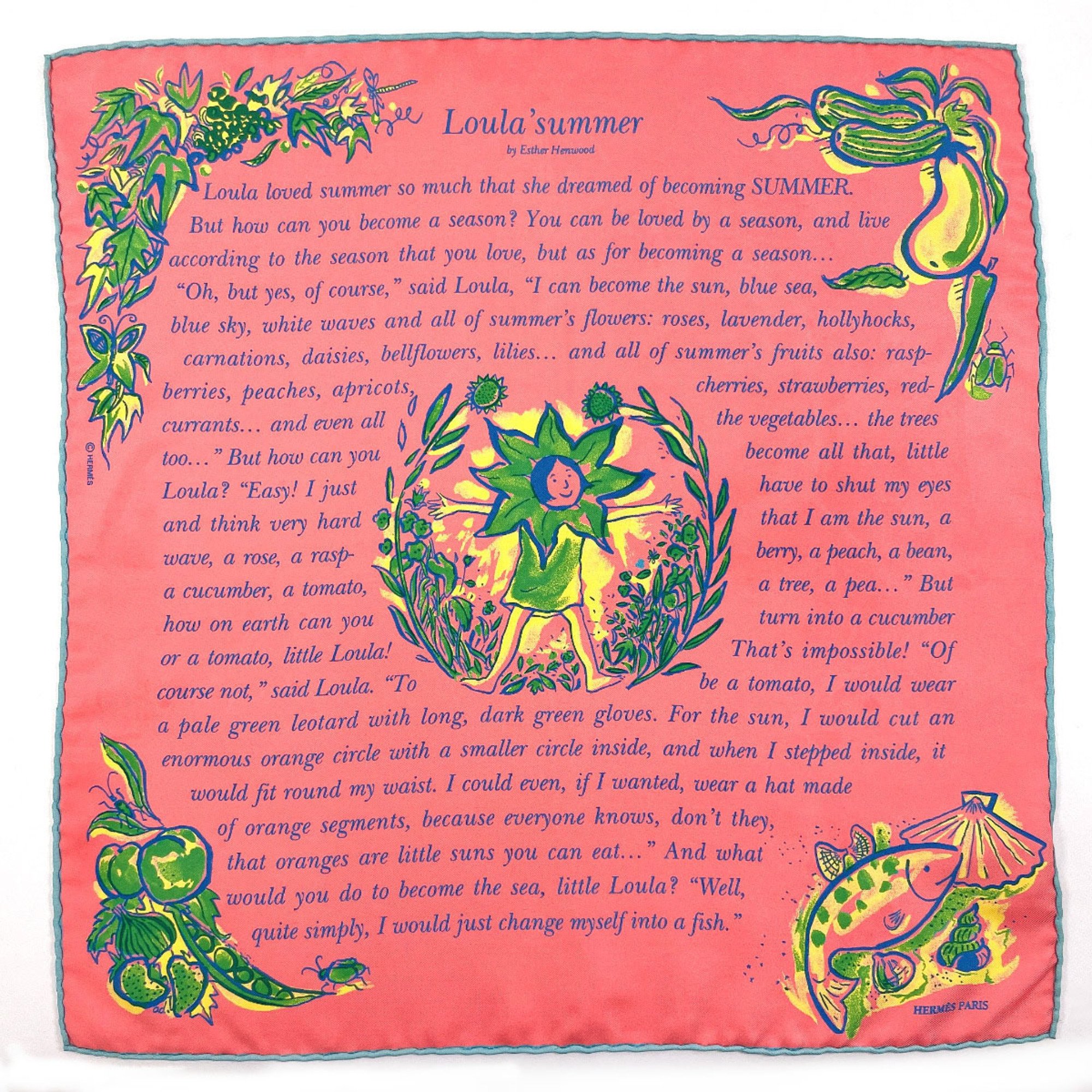 HERMES Hermes Petit Carre Loula'summer Lula Scarf Muffler Silk Pink Women's N4064966