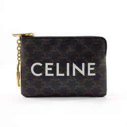 CELINE Coin & Card Pouch Triomphe 10C662CA2 Case PVC Black Women's N4064970