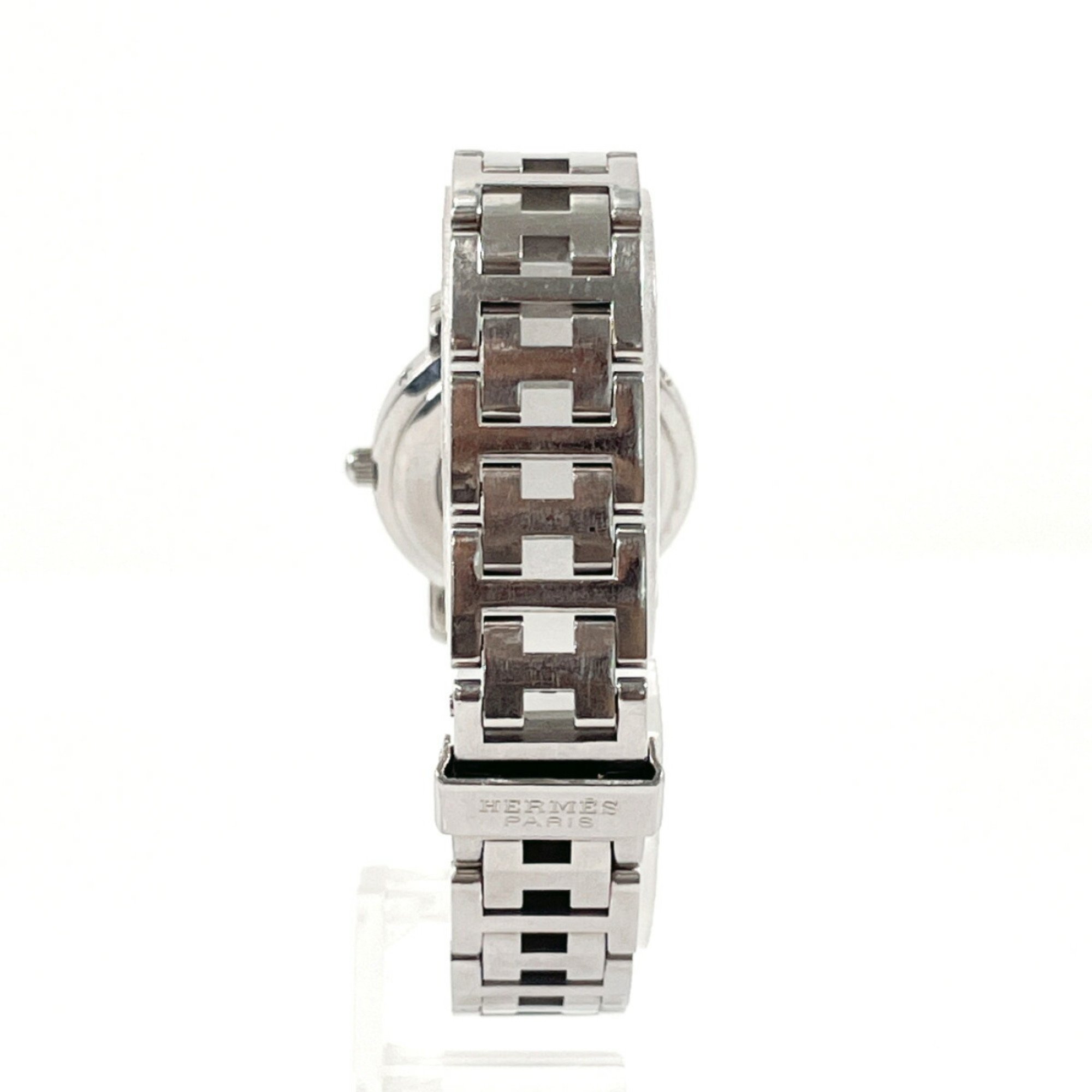 HERMES Clipper CL4.210 Watch Stainless Steel/Stainless Steel Silver Quartz Brown Dial Women's