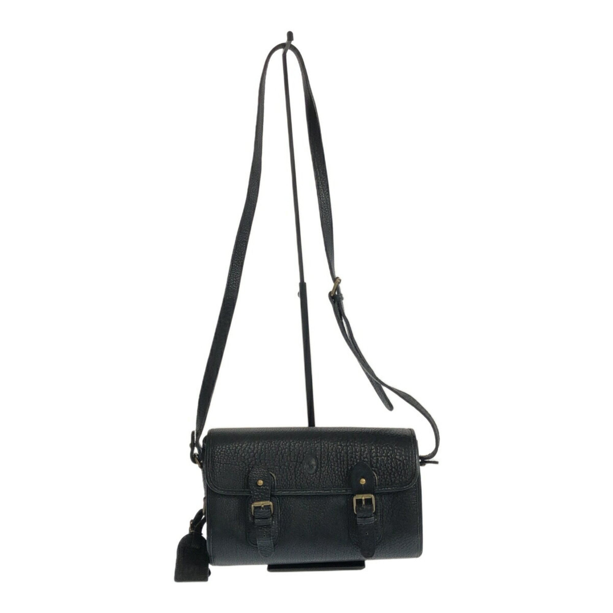 RALPH LAUREN Leather shoulder bag, BLK, black, men's, Mikunigaoka store